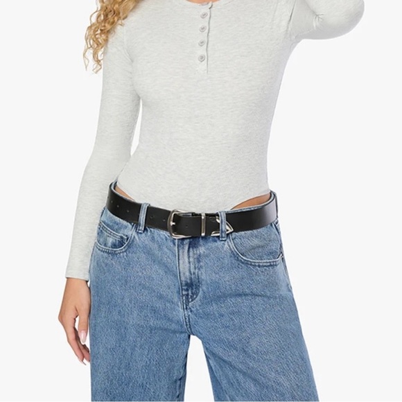 WeWoreWhat Gray Long Sleeve Bodysuit - Picture 1 of 5
